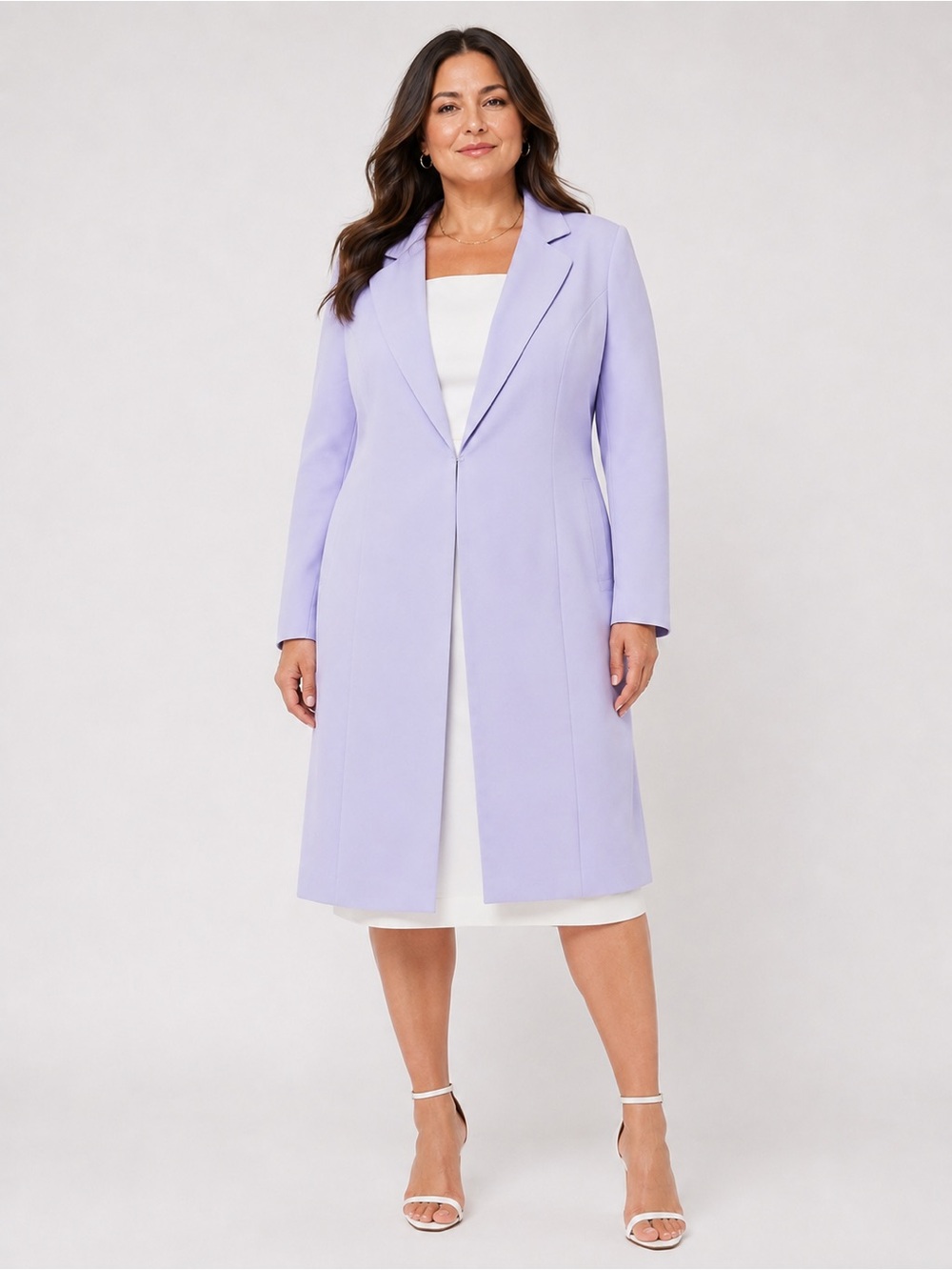 NWT Le Suit Plus Size Longline Blazer Jacket Shea Lilac 18W Topper Separate NEW